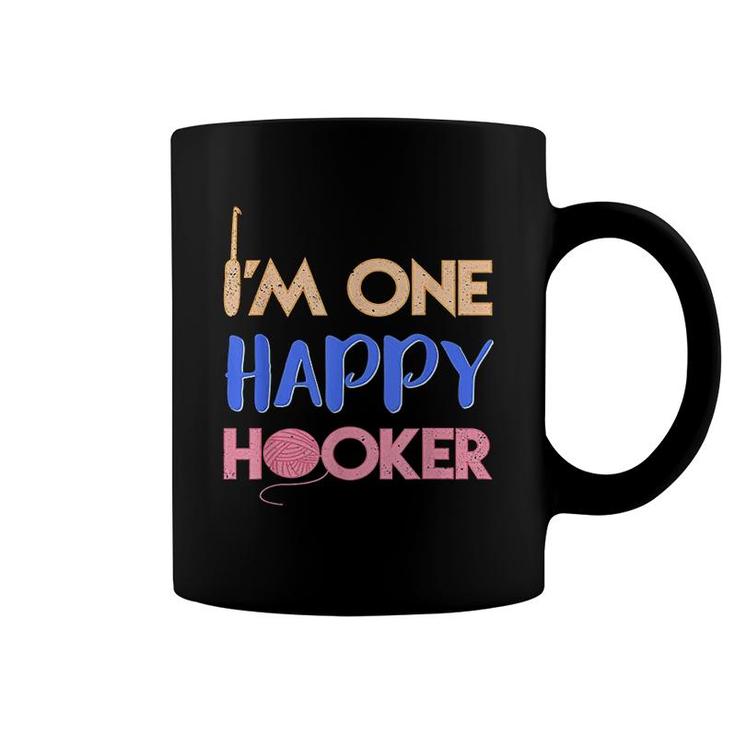 Im One Happy Hooker Funny Crochet Coffee Mug