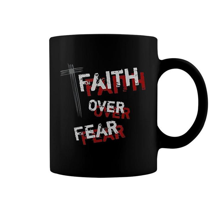 Inspirational Christian Cross Faith Over Fear Coffee Mug