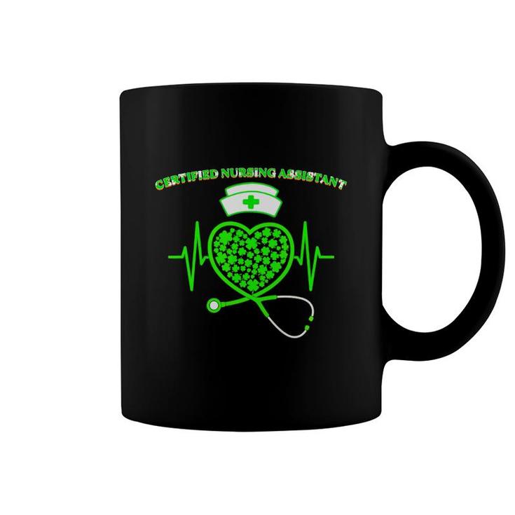 Irish Certified Nursing Assistant Shamrock Heart Stethoscope St Pattys Day Proud Nursing Job Title Coffee Mug
