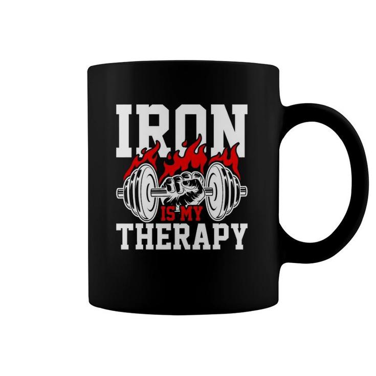 Iron Is My Therapy Bodybuilding Weight Training Gym Coffee Mug