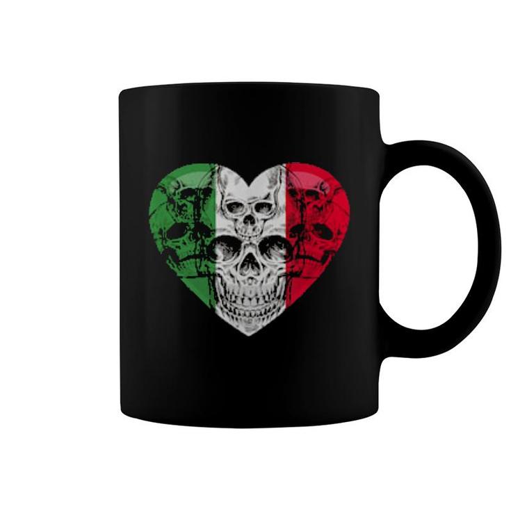 Italia Heart Fan Jersey Italy Flag With Skulls  Coffee Mug