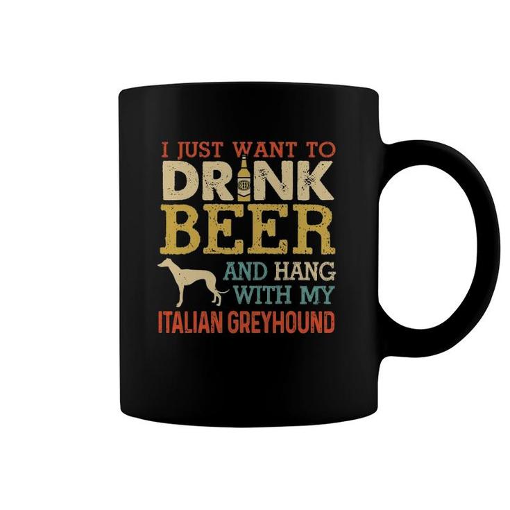 Italian Greyhound Dad Drink Beer Hang With Dog Funny Vintage Coffee Mug