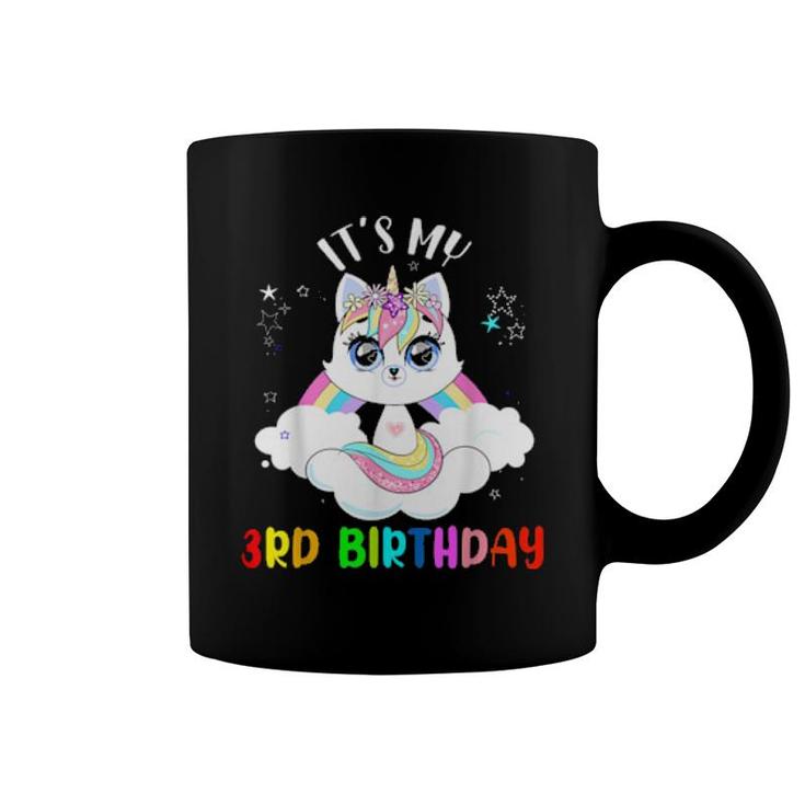 It's My 3Rd Birthday Cute Rainbow Unicorn Cat Toddler Coffee Mug
