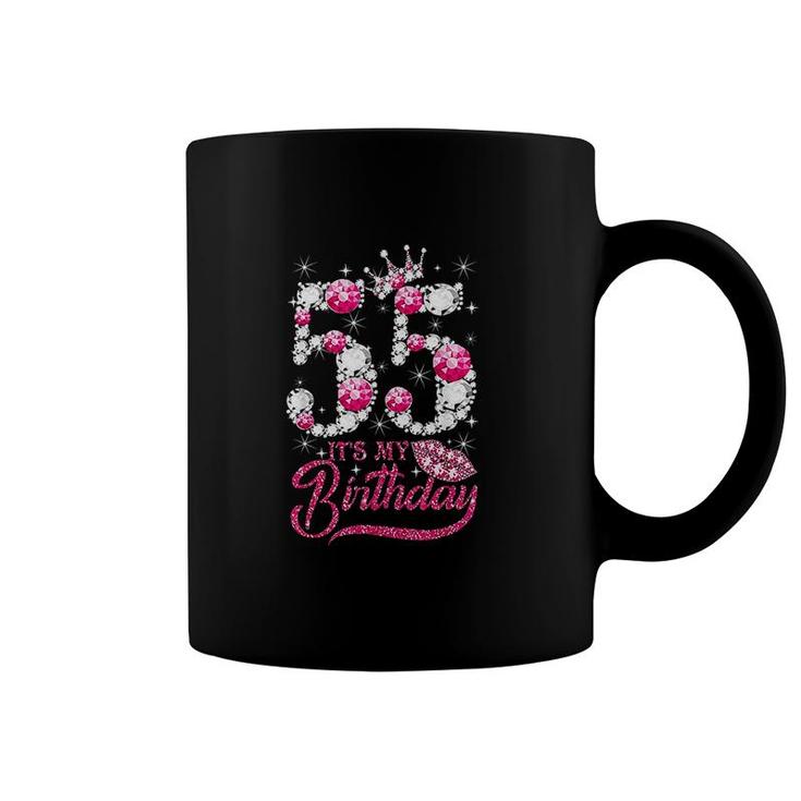 Its My 55th Birthday Queen 55 Years Old Shoes Crown Diamond  Coffee Mug