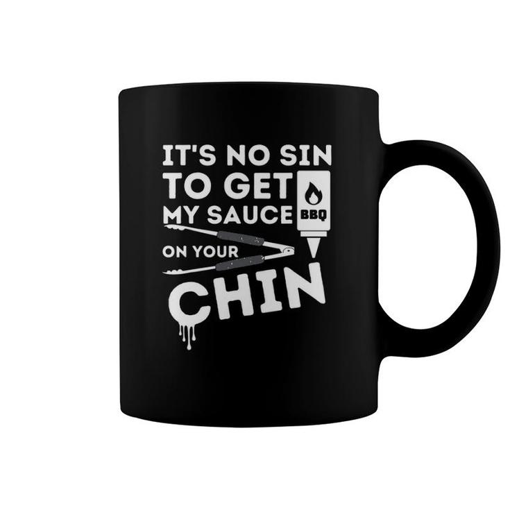 It's No Sin To Get My Bbq Sauce On Your Chin Meat Tongs Bbq Barbecue Lovers Gift Coffee Mug