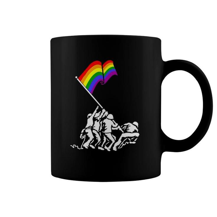 Iwo Jima Pride Flag Gift Lgbt Rights For Military Soldiers Coffee Mug
