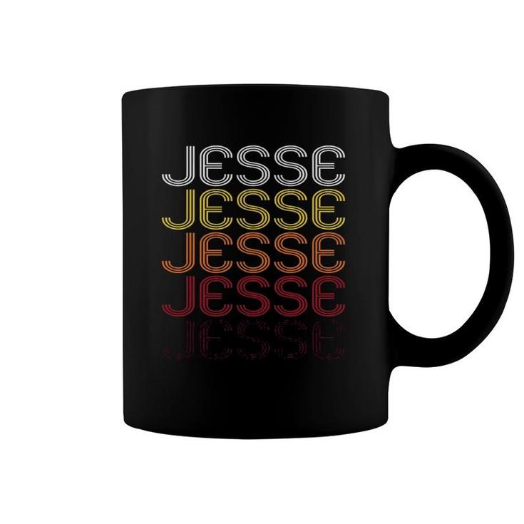 Jesse Retro Wordmark Pattern - Vintage Style Coffee Mug