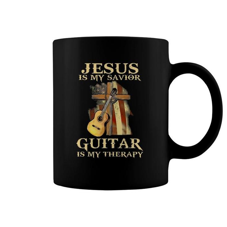 Jesus Is My Savior Guitar Is My Therapy Coffee Mug