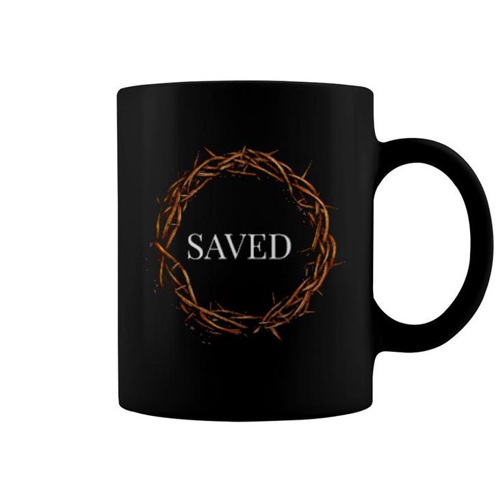 Jesus Saved Crown Of Thorns Passion Crucified Christian  Coffee Mug