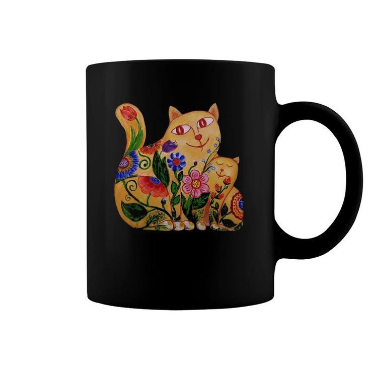 Joy Of Being Together Two Cute Cats Mother And Child Coffee Mug