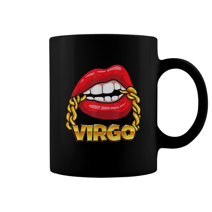Juicy Lips Gold Chain Virgo Zodiac Sign Coffee Mug