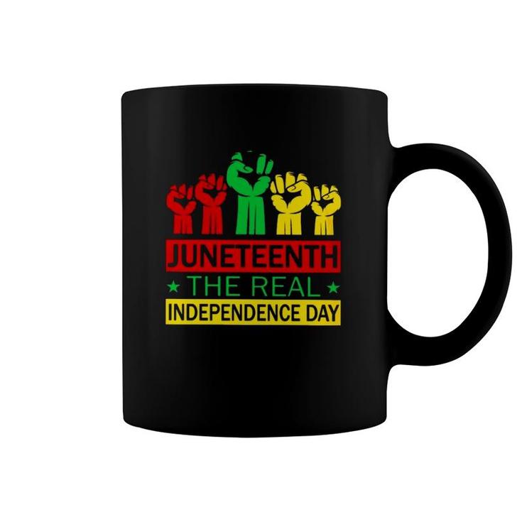 Juneteenth The Real Independence Day Colorful Raised Fists Coffee Mug