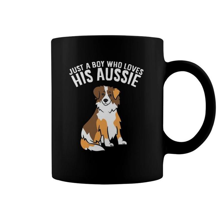 Just A Boy Who Loves His Aussie Dog Son Australian Shepherds  Coffee Mug