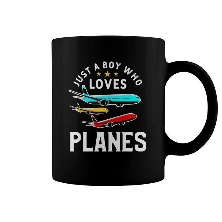 Just A Boy Who Loves Planes Funny Pilot Flying Airplane  Coffee Mug