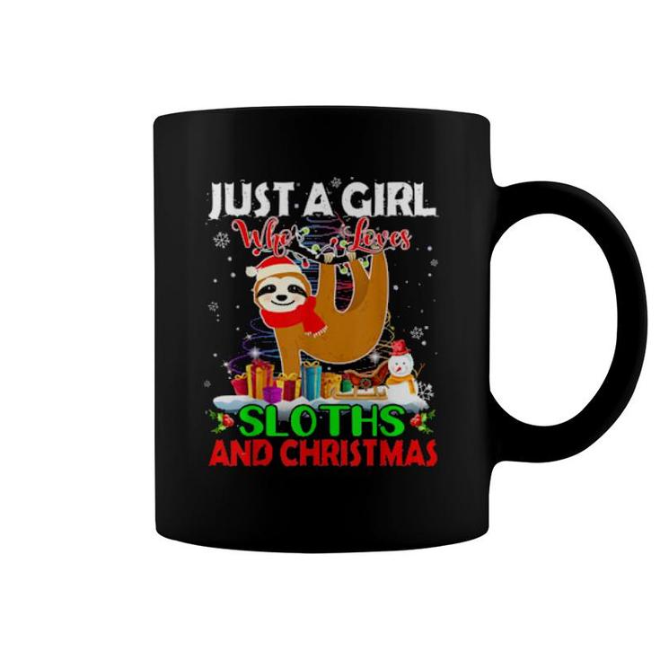 Just A Girl Who Love Sloths & Christmas Sloths Santa Light  Coffee Mug