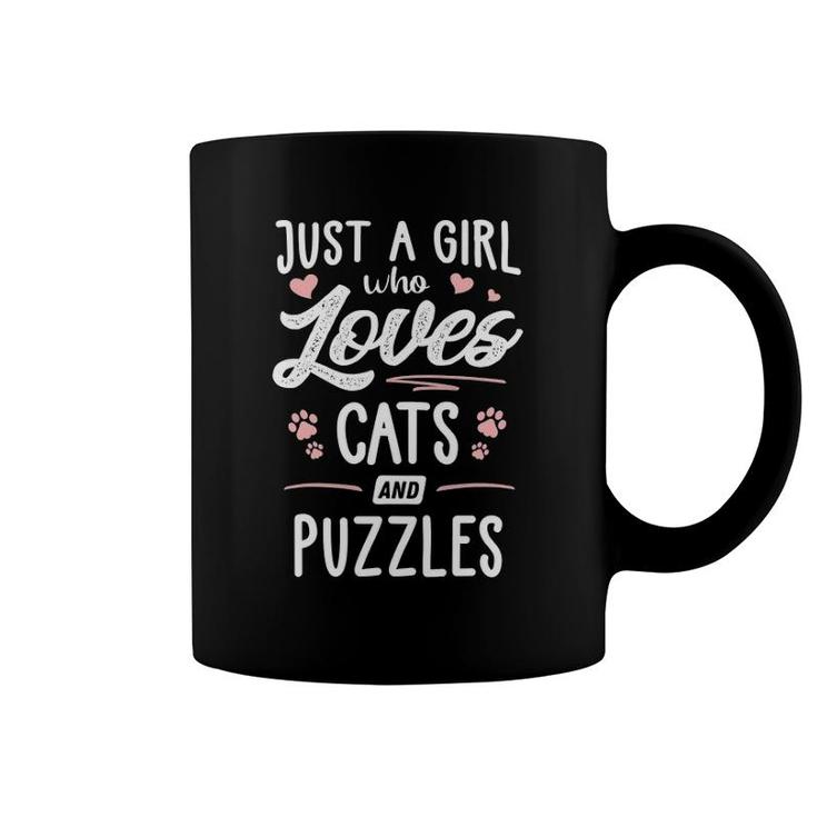 Just A Girl Who Loves Cats And Puzzles Gift Cat Lover Coffee Mug