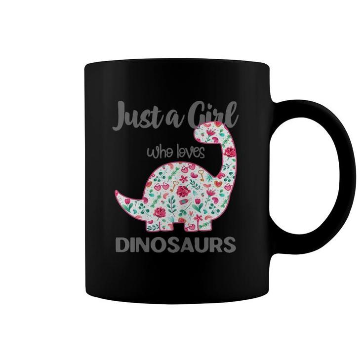 Just A Girl Who Loves Dinosaurs Floral Girls Teens Cute Gift Coffee Mug