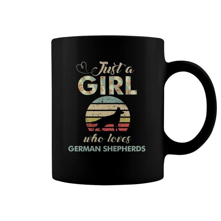 Just A Girl Who Loves German Shepherds Retro Vintage Dog Coffee Mug
