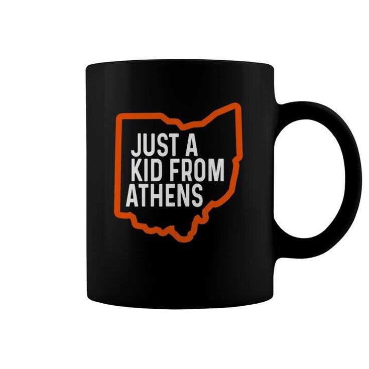 Just A Kid From Athens Ohio Cincinnati Burr Oh Orange Black Coffee Mug