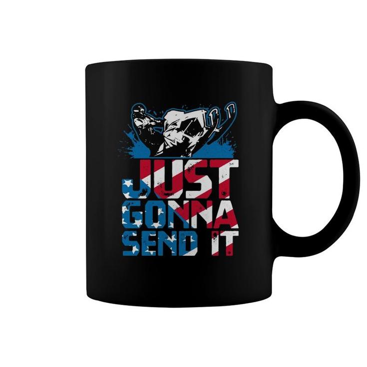 Just Gonna Send It Gift American Flag Snowmobile  Coffee Mug