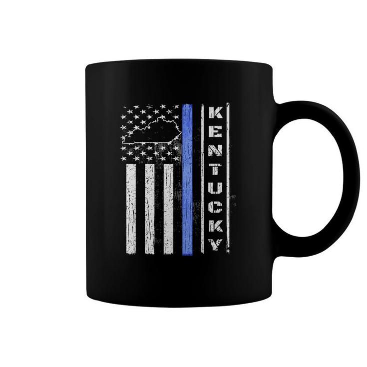 Kentucky Thin Blue Line Police Flag Cop Gifts Men Dad Coffee Mug