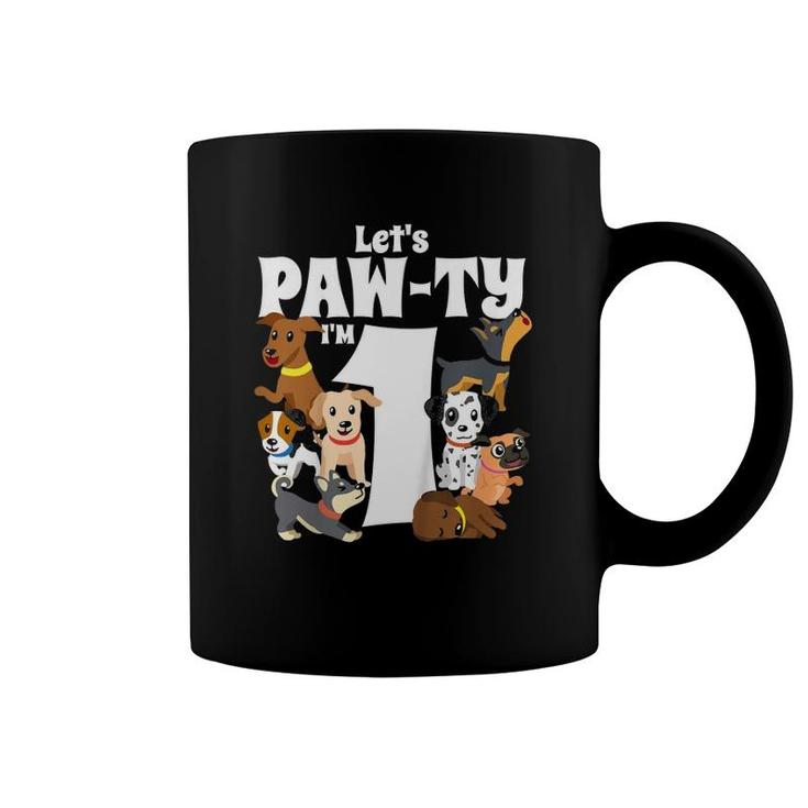 Kids 1 Year Old Dog Birthday Pawty Puppy Dogs 1St Party Gift Idea Coffee Mug