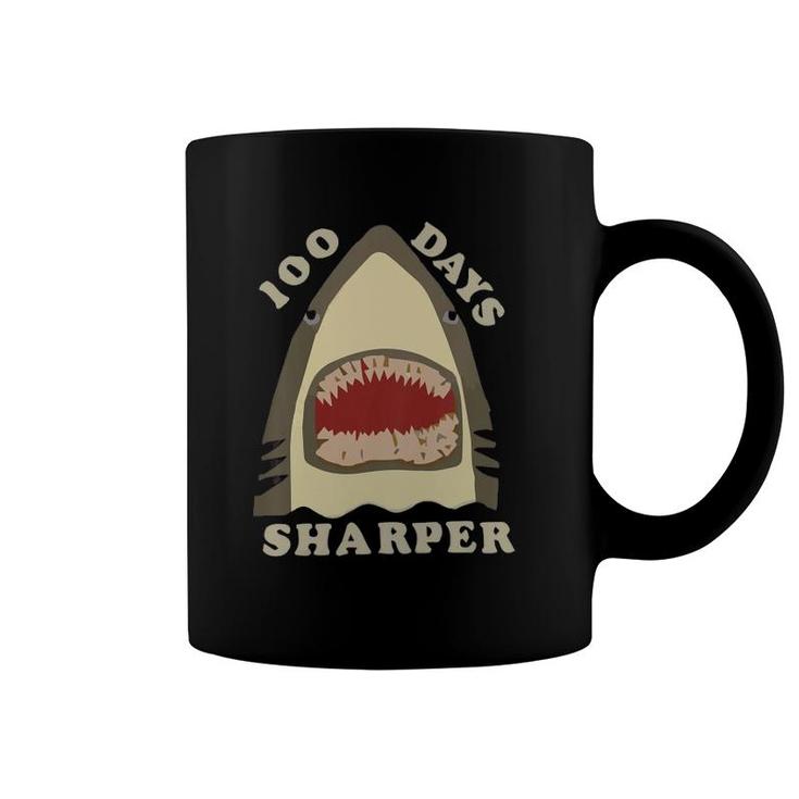 Kids 100 Days Sharper  Funny 100 Days Of School Shark Lovers Coffee Mug