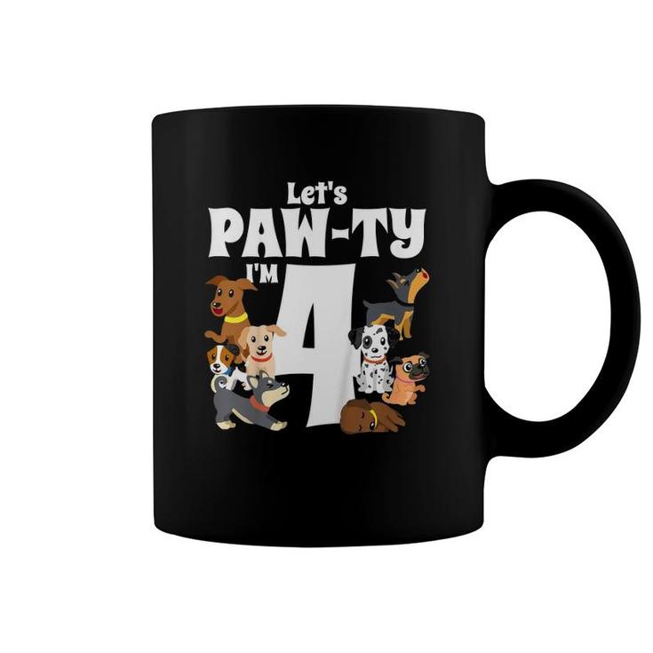 Kids 4 Year Old Puppy Dog Birthday Pawty Dogs 4Th Party Gift Idea Coffee Mug
