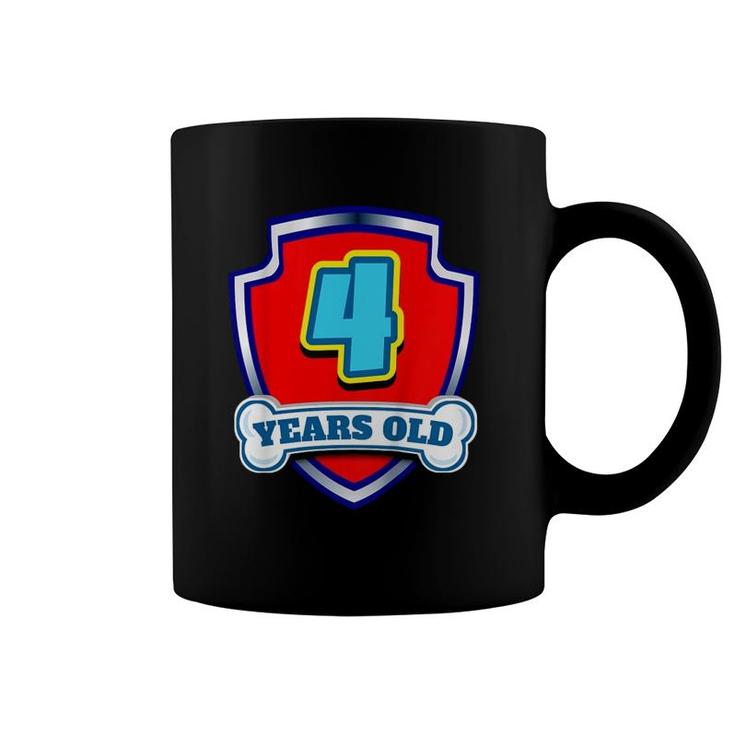 Kids 4 Years Old 4Th Birthday Paw Themed Party Gift Boys Girls Coffee Mug
