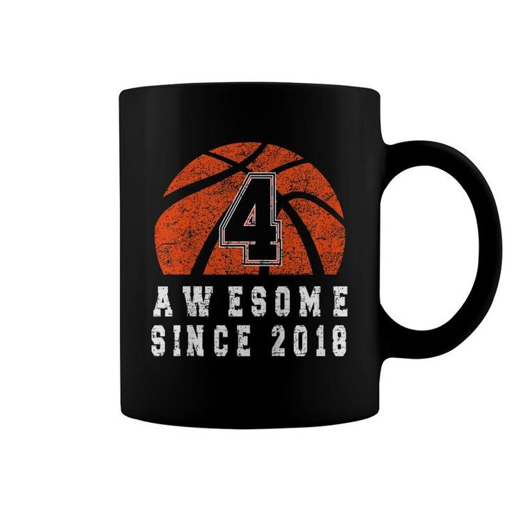 Kids 4Th Birthday Basketball Boy Born In 2018 Basketball Player Coffee Mug
