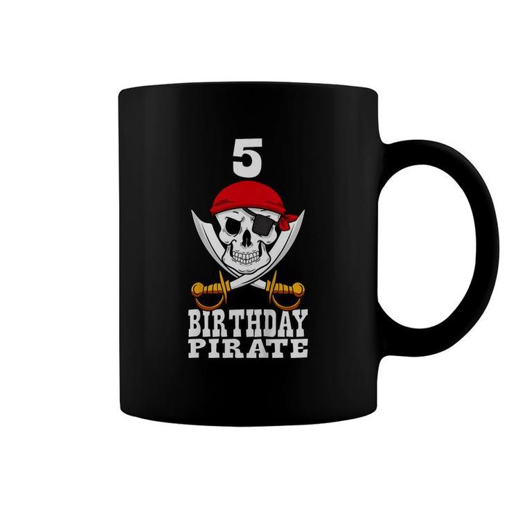 Kids 5 Birthday Pirate Themed 5Th Birthday Party Toddler Boy  Coffee Mug