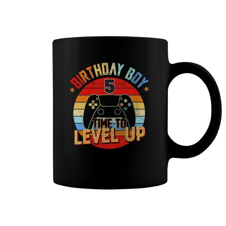Kids 5Th Birthday Boy Time To Level Up 5 Years Old Coffee Mug