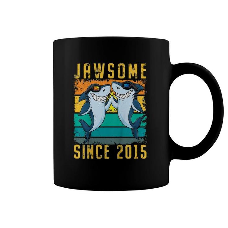 Kids 6Th Birthday Shark 6 Years Old Jawsome Since 2015 Ver2 Coffee Mug