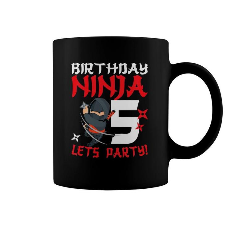 Kids Birthday Ninja 5 Let's Party Your Funny Ninja 5Th Birthday Coffee Mug