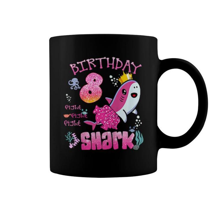 Kids Cute Shark 8Th Birthday Baby Girl 8 Years Old  Coffee Mug