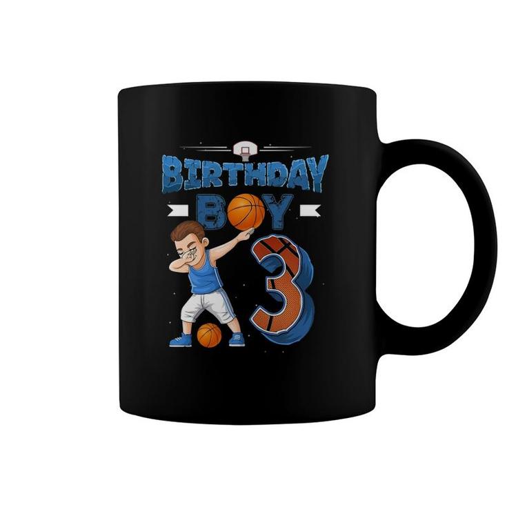 Kids Dabbing Boy 3 Years Old Basketball Player 3Rd Birthday Party Coffee Mug