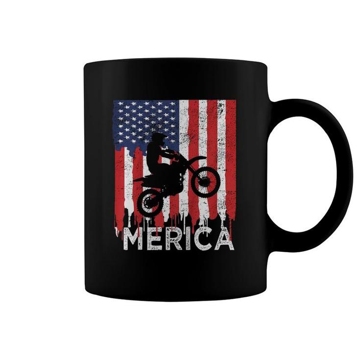 Kids Dirt Bike 'Merica American Flag 4Th Of July Boys Vintage Coffee Mug