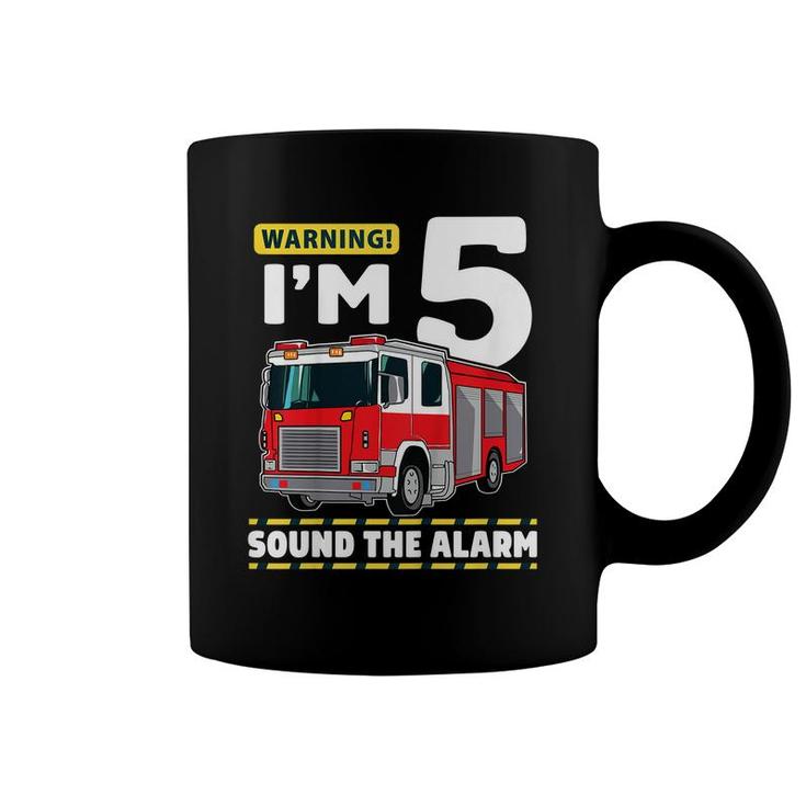Kids Fire Truck 5 Year Old Firefighter 5Th Birthday Boy Five Coffee Mug