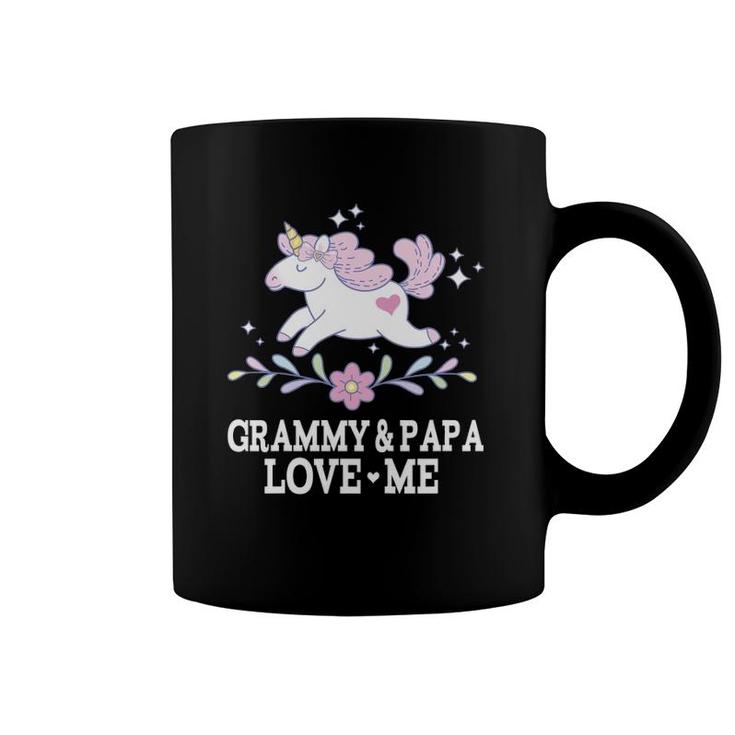 Kids Grammy And Papa Love Me Granddaughter Unicorn Coffee Mug