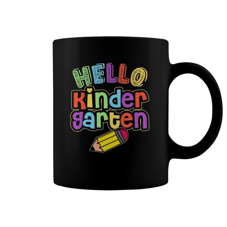 Kids Hello Kindergarten First Day Of Kindergarten Back To School Coffee Mug