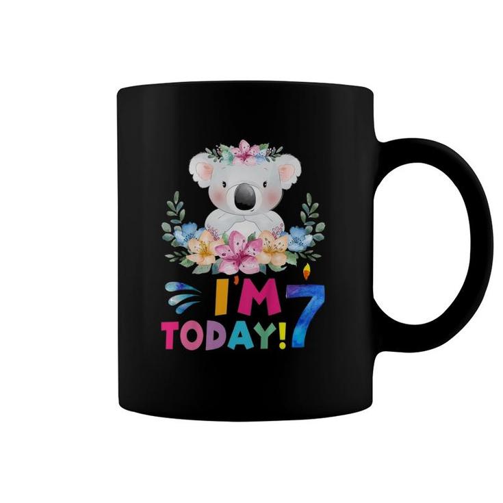 Kids I Am 7 Today Koala Birthday Party Girl 7Th Birthday Outfit Coffee Mug