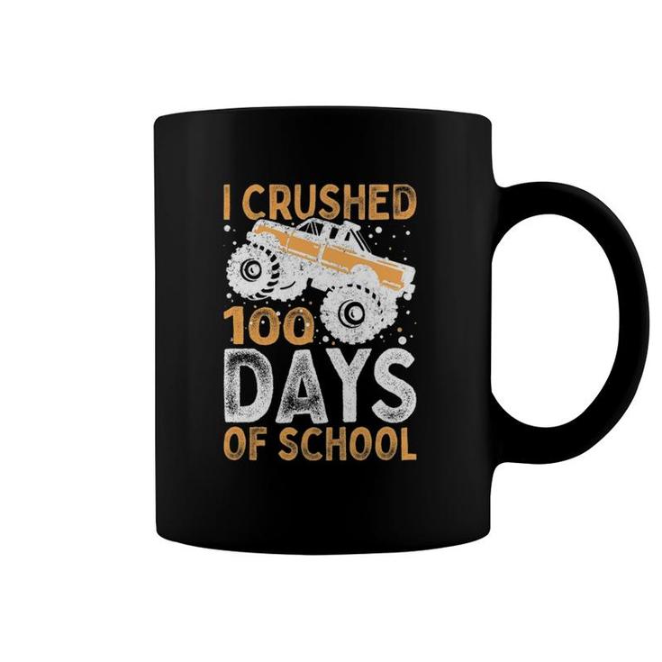 Kids I Crushed 100 Days Of School Boys Girls Monster Truck Coffee Mug