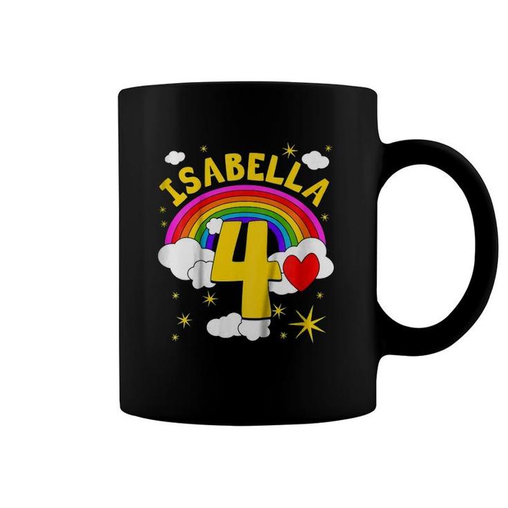 Kids Isabella 4Th Birthday Number  Girls 4 Years Rainbow Tee Coffee Mug