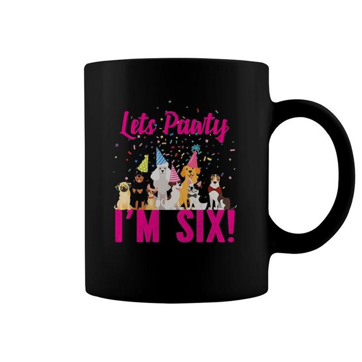 Kids Lets Pawty I'm Six Puppy Dog Themed Birthday Party Outfit Coffee Mug