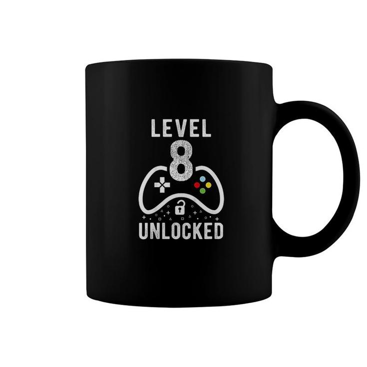 Kids Level 8 Unlocked Video Game 8th Birthday Gift  Coffee Mug