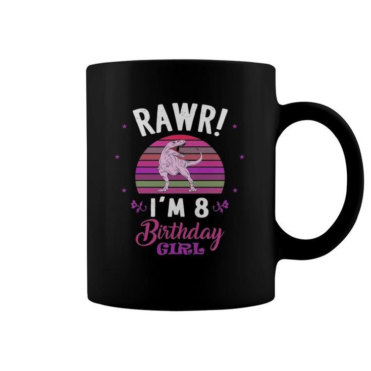 Kids Rawr I'm 8 Dinosaur Birthday - 8Th Birthday 8 Years Old Girl Coffee Mug