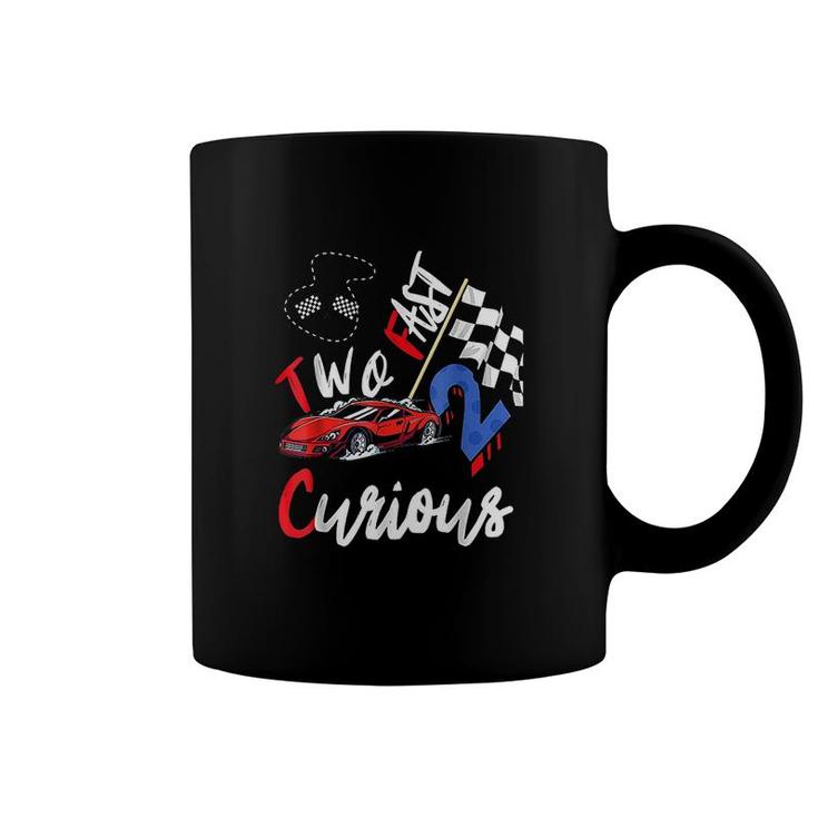 Kids Two Fast 2 Curious Racing 2nd Birthday Boy Top Birthday Coffee Mug