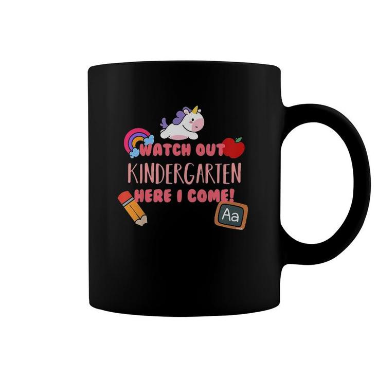 Kids Watch Out Kindergarten Here I Come  Unicorn Funny Coffee Mug