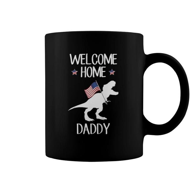 Kids Welcome Home Daddy Dinosaurrex American Flag Coffee Mug