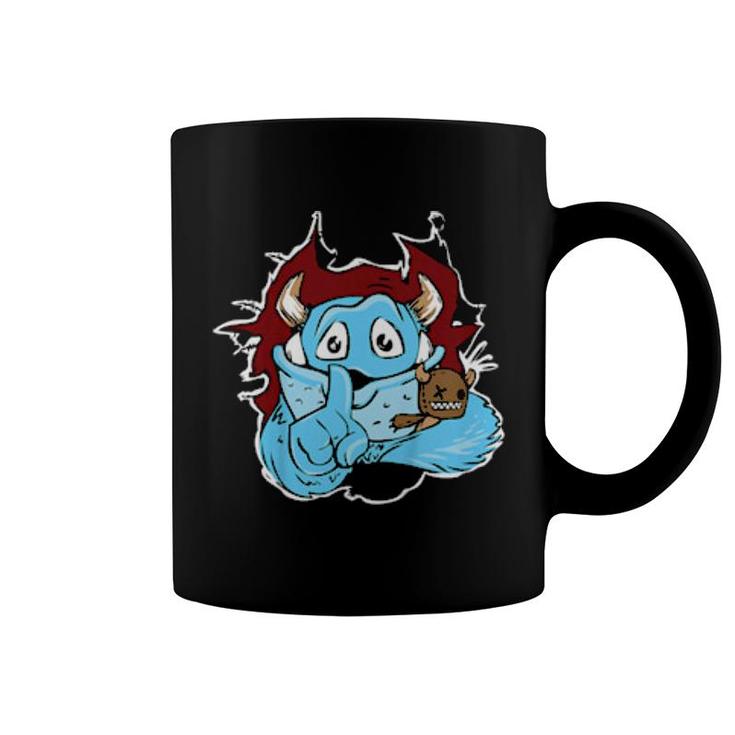 Kinder Cute Cartoon Monster With Fur Fluffy & Adorable Horns  Coffee Mug